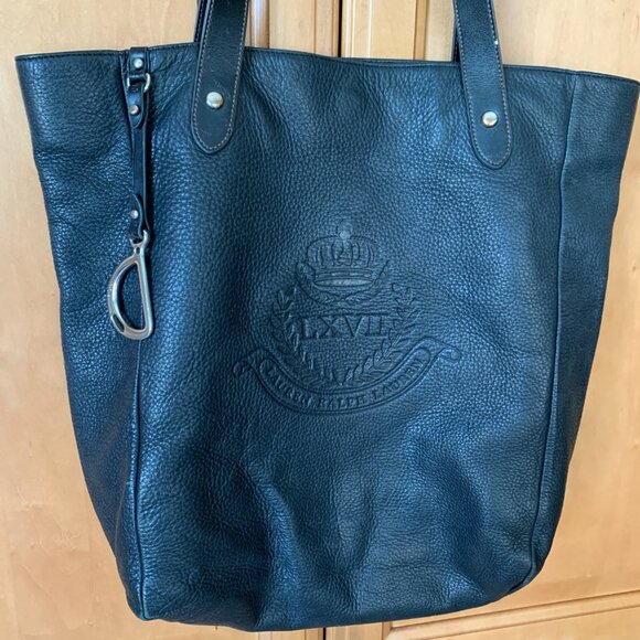 Ralph Lauren Black Leather Tote – LRL LXVII Collection with Silver Charm - Picture 13 of 17